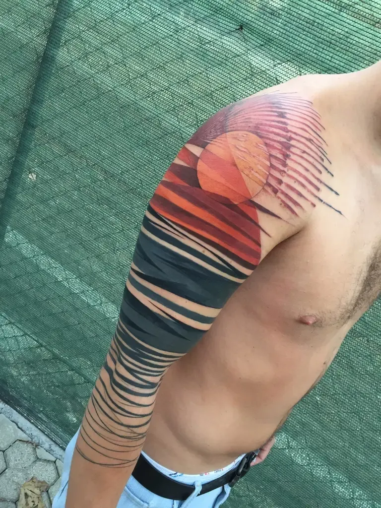 Sunset, tattoo by Fernando