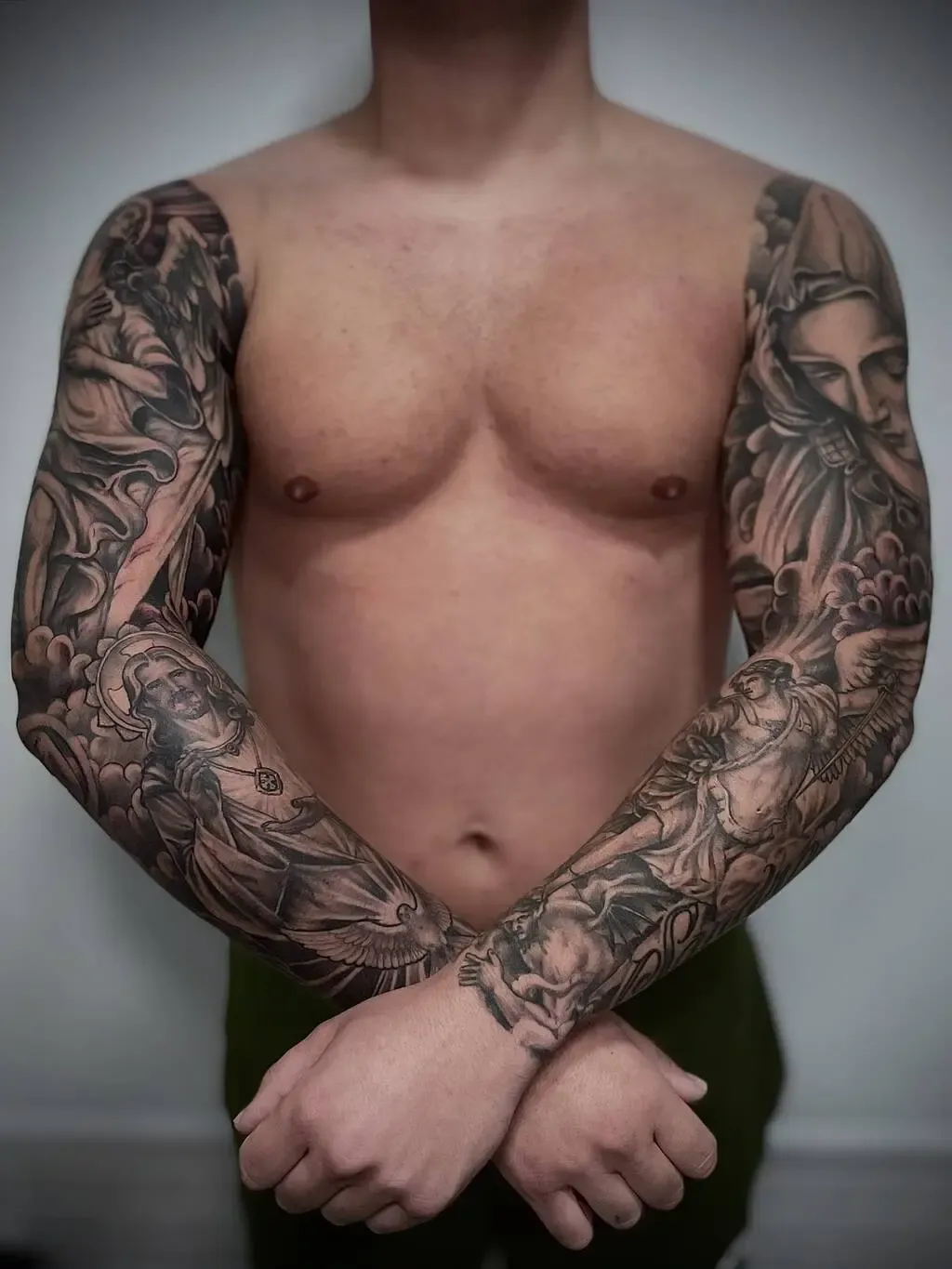 Religious Sleeves, tattoo by Kaue Ochoski