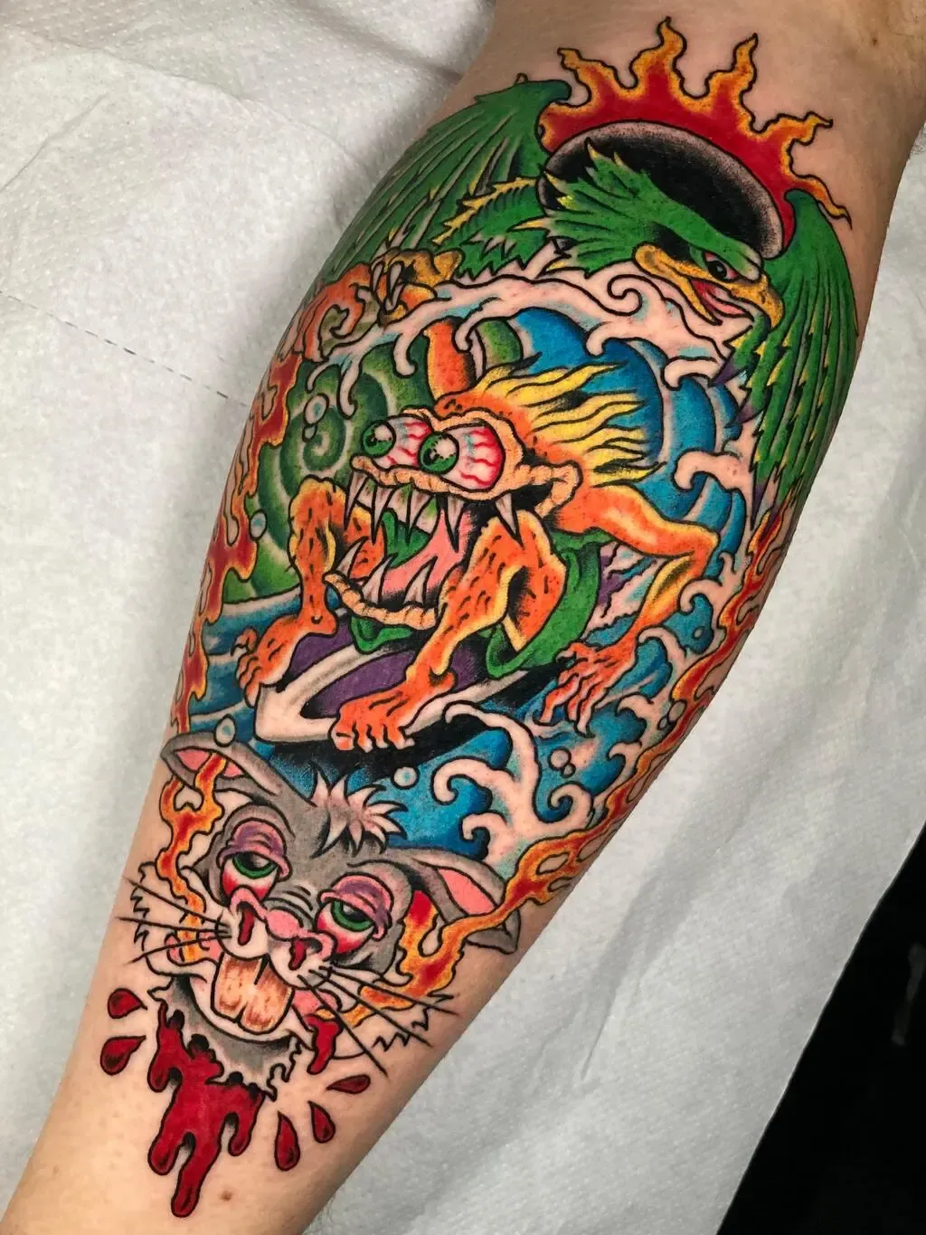 Wipe Out!, tattoo by Marcel
