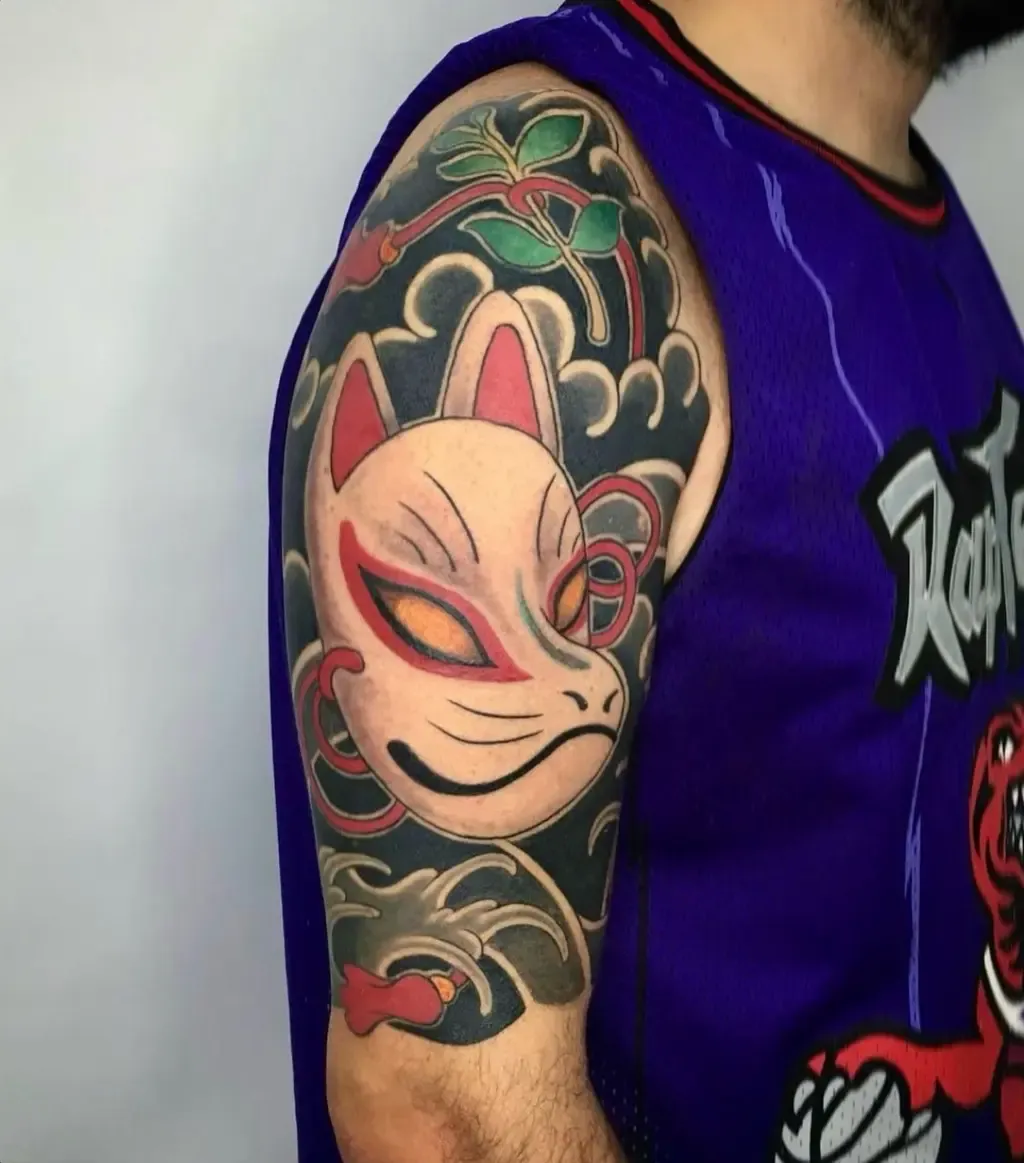 Kitsune Mask, tattoo by Mariano “El Tata”