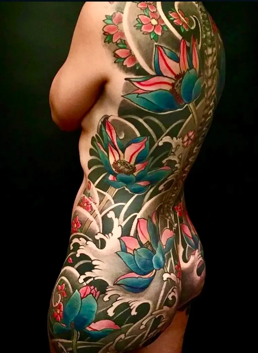 Lotus and Water, tattoo by Mariano “El Tata”